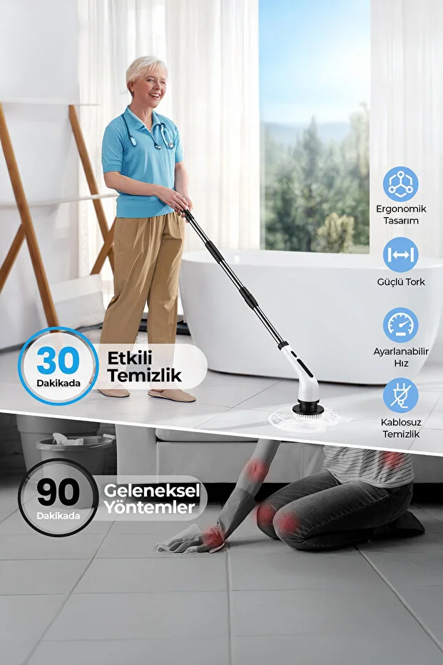 ROBO 9 Başlıklı Şarjlı Dijital Temizlik Fırçası